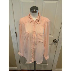 Torrid Pink Button-Up Shirt w/ Jewel Collar, Size 12 (0)